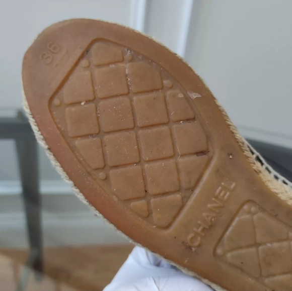 CHANEL CC Logos Espadrilles flats 36 black leather - Picture 9 of 15